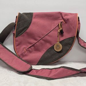Life is good smile sling messenger Pink Brown Bag Hipster Travel Casual